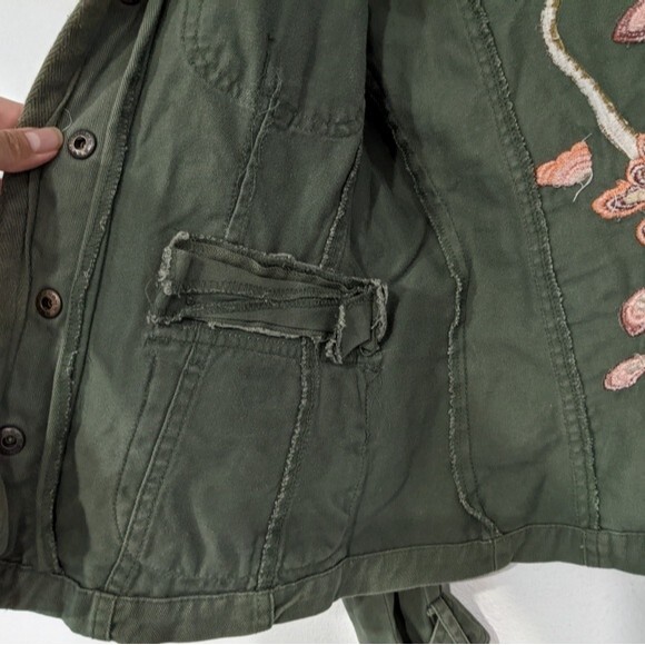 Ashley by 26 International Olive Jacket Embroidered Flowers, Women Small - Picture 10 of 10